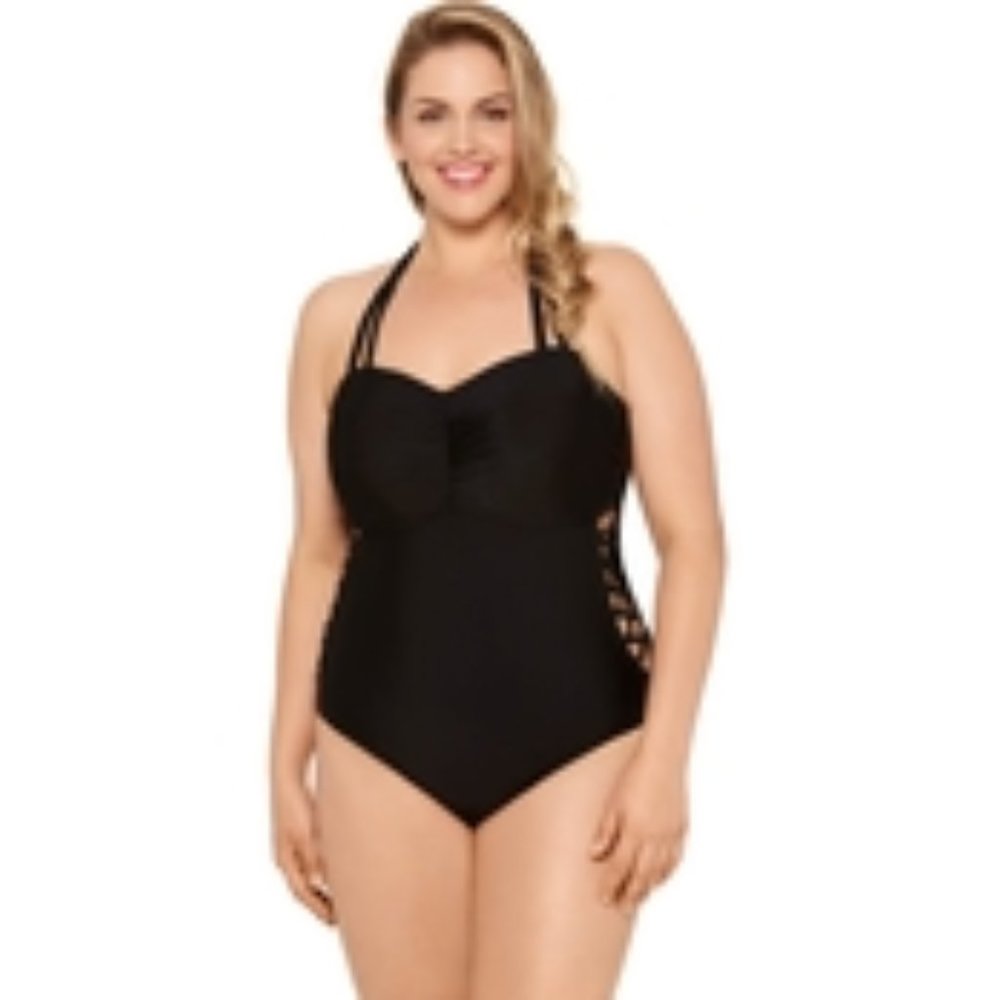 Hot Water Juniors Plus Size By The Sea Strappy Side 1pc.